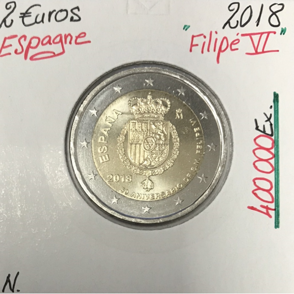 Espagne - 2 Euro 2018 - 50ème anniversaire du roi Felipe VI