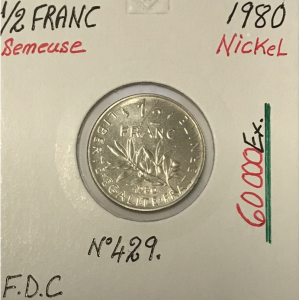 1/2 FRANC SEMEUSE - 1980 - Pièce de Monnaie en Nickel // Qualité : FDC