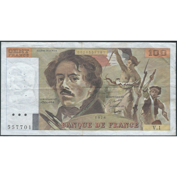 100 FRANCS DELACROIX (1978) V.1 - Billet de banque français (TTB)