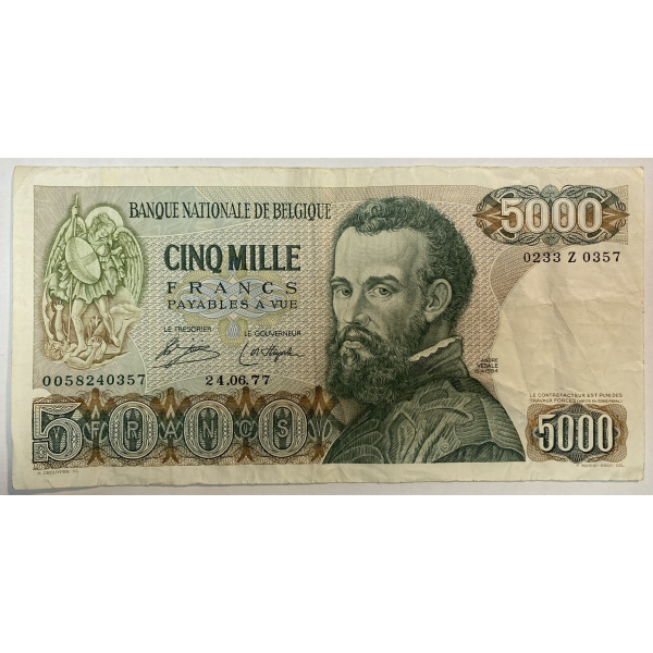 BELGIQUE - 5 000 FRANCS (Type André Vesalius) BILLET DE BANQUE // Qualité : TTB