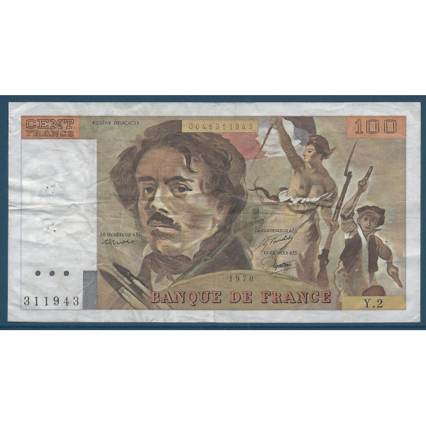 100 FRANCS DELACROIX (1978) Y.2 - Billet de banque français (TTB)