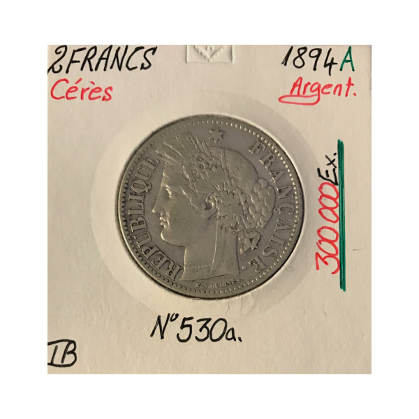 2 FRANCS CERES - 1894A - Pièce de monnaie en Argent // TB