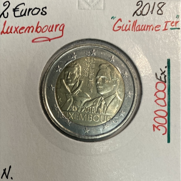 Luxembourg - 2 Euro 2018 - GUILLAUME 1ER