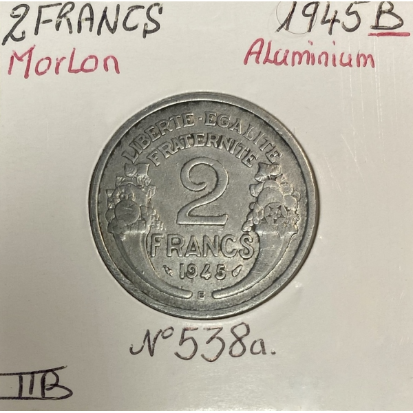 2 FRANCS MORLON - 1945B - Pièce de monnaie en Aluminium // Qualité : TTB