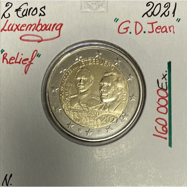 Luxembourg - 2 Euro 2021 - Naissance du Grand Duc Jean (Version Relief)