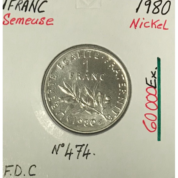 1 FRANC SEMEUSE - 1980 - Pièce de Monnaie en Nickel - FDC