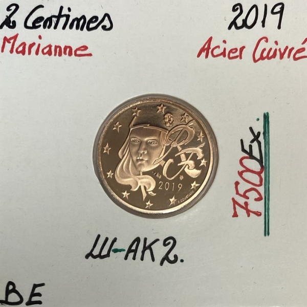 2 CENTIMES D'EURO - MARIANNE (7500 Ex) FRANCE 2019 // Qualité : BELLE EPREUVE