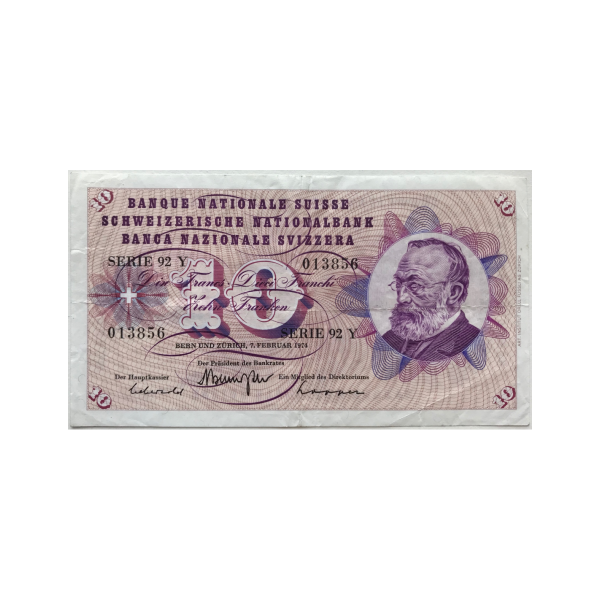 SUISSE - 10 FRANCS (1974) - Billet de banque (TTB)