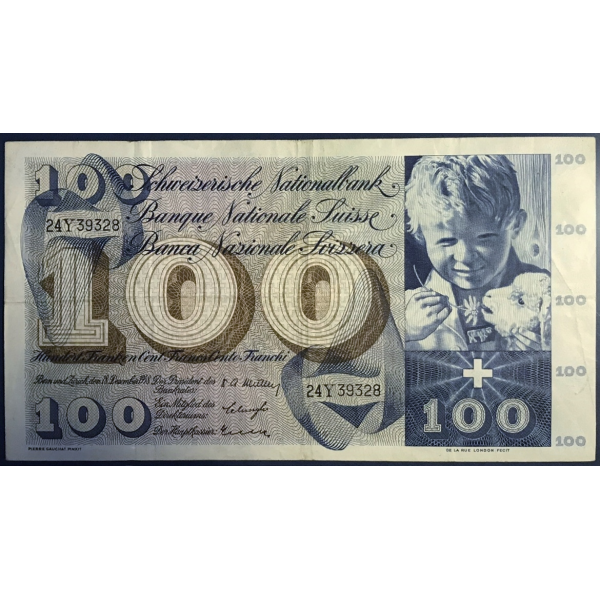 SUISSE - 100 FRANCS (1958) - Billet de banque (TB) 24Y