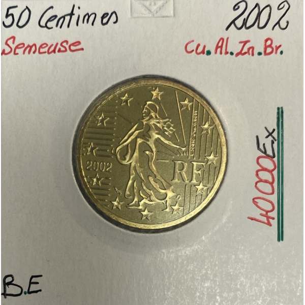 50 CENTIMES D'EURO - SEMEUSE (40 000 Ex) FRANCE 2002 // Qualité : BELLE EPREUVE