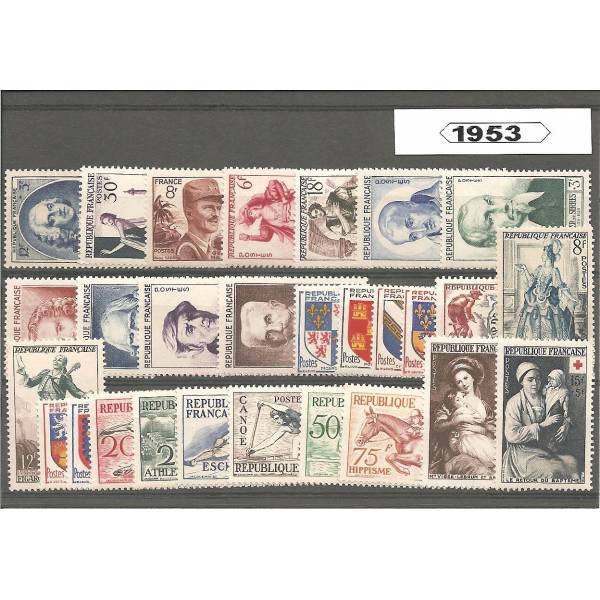 Année complète de timbres de France - 1953