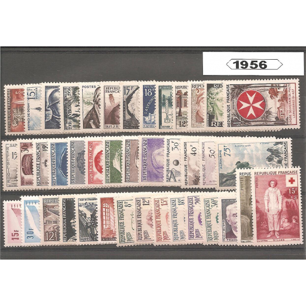 Année complète de timbres de France - 1956