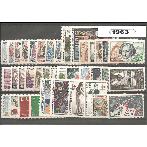 Année complète de timbres de France - 1963