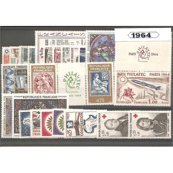 Année complète de timbres de France - 1964