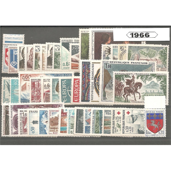 Année complète de timbres de France - 1966