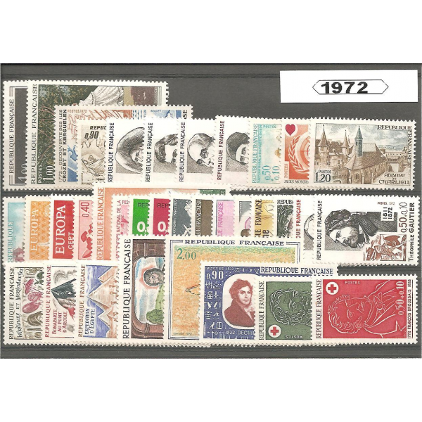 Année complète de timbres de France - 1972