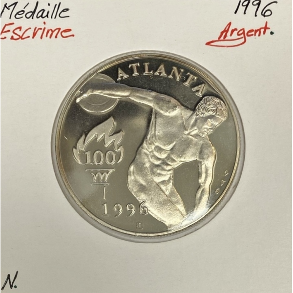 Médaille française - Atlanta Escrime (1996) Médaille en argent / Qualité : Neuve