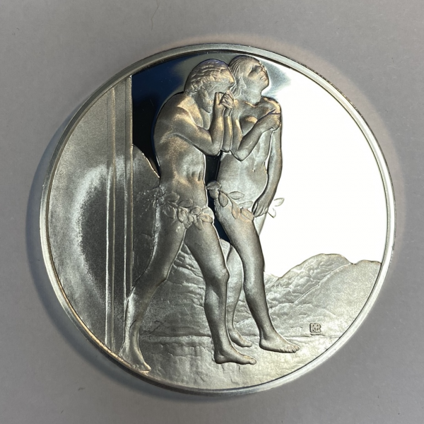 Médaille française en argent - Adam et Eve - Masaccio (50,75 mm - 65 gr)