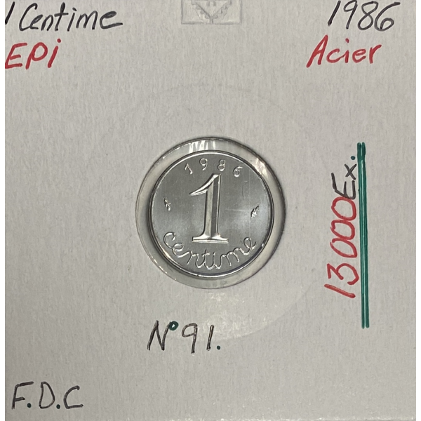 1 CENTIME EPI - 1986 - Pièce de monnaie en Acier // Qualité : FDC