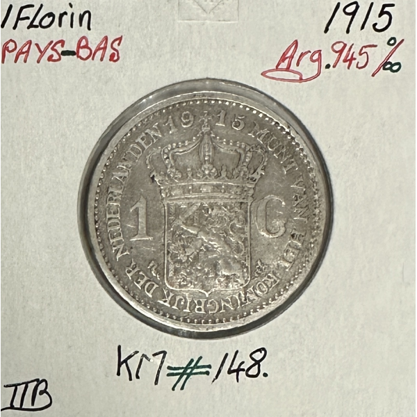 PAYS-BAS - 1 FLORIN 1915 - Pièce de Monnaie en Argent // Qualité : TTB