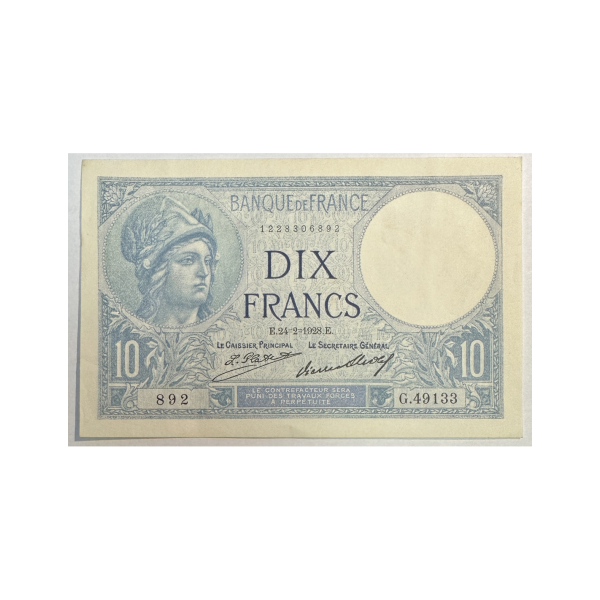 10 FRANCS MINERVE - 24.2.1928 - Billet de banque français (TTB) 892