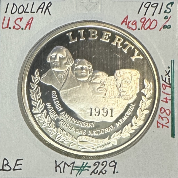 ETATS-UNIS - USA - 1 DOLLAR 1991 S - Pièce de Monnaie en argent // Qualité : BE