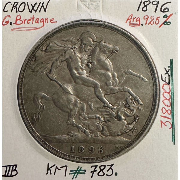 ROYAUME-UNI / GRANDE BRETAGNE - CROWN 1896 - Monnaie en Argent // TTB