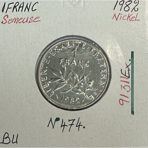 1 FRANC SEMEUSE - 1982 - Pièce de monnaie en Nickel // Qualité : BU