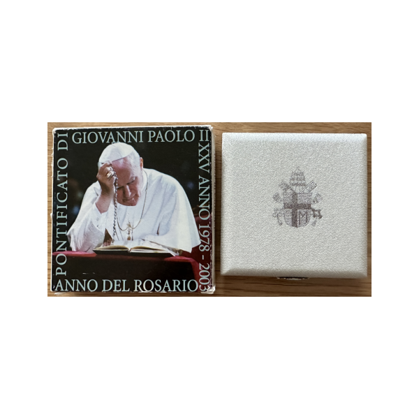 VATICAN - 5 EURO EN ARGENT 2003 en Coffret Belle Epreuve - ANNEE DU ROSAIRE - BE