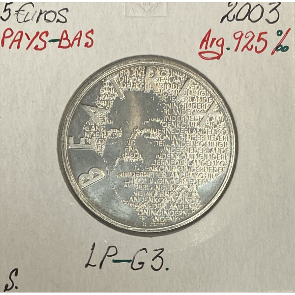 PAYS-BAS - 5 EURO EN ARGENT (2003) VINCENT VAN GOGH // Qualité : SUP