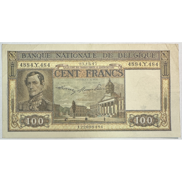 BELGIQUE - 100 FRANCS (23.12.1947) BILLET DE BANQUE // Qualité : TTB