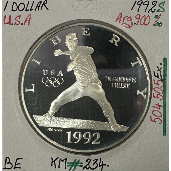 ETATS-UNIS - USA - 1 DOLLAR 1992 S - Pièce de Monnaie en argent // BE (REF 1)