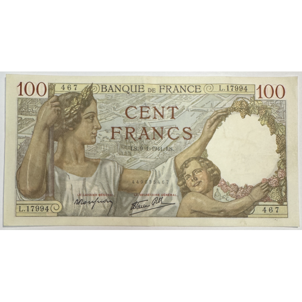 100 FRANCS SULLY - 9.1.1941 - Billet de banque français (TTB)