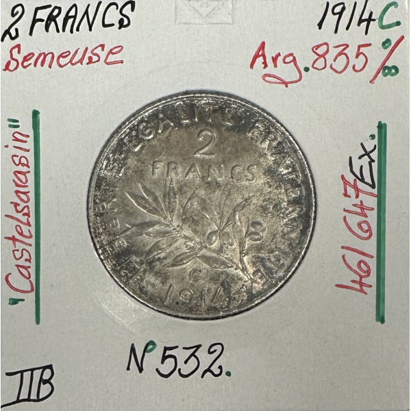 2 FRANCS SEMEUSE (1914 C) CASTELSARRASIN - Monnaie en Argent // Qualité : TB