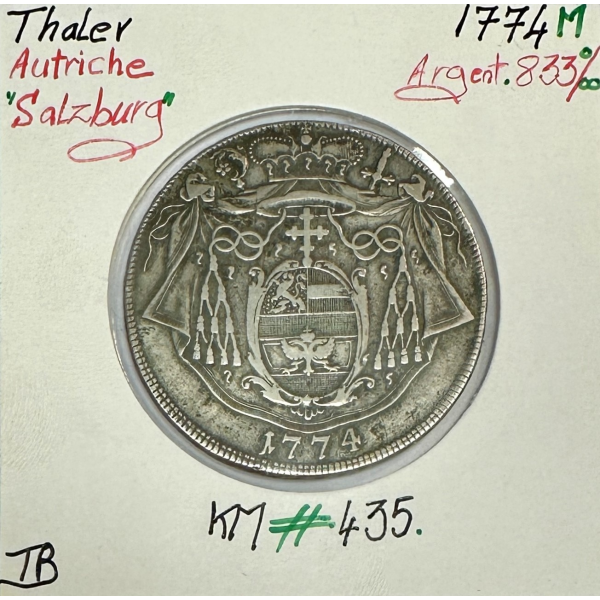 AUTRICHE (SALZBURG) 1 THALER 1774 M - Pièce de Monnaie en Argent // Qualité : TB