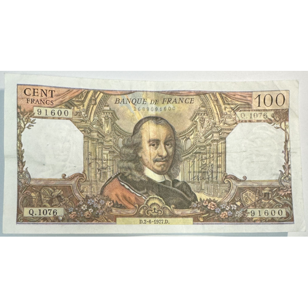 100 FRANCS CORNEILLE - 2.6.1977 - Billet de banque français (TB) Q.1076