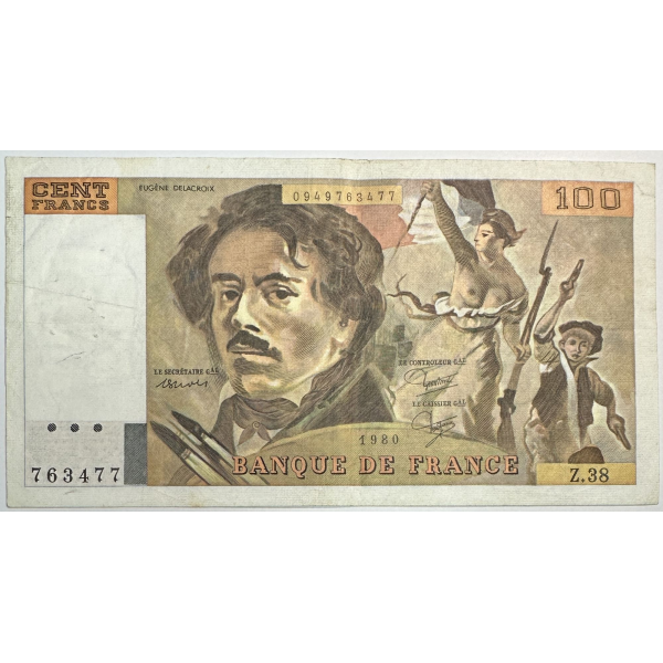 100 FRANCS DELACROIX (1980) Z.38 - Billet de banque // Qualité : TB