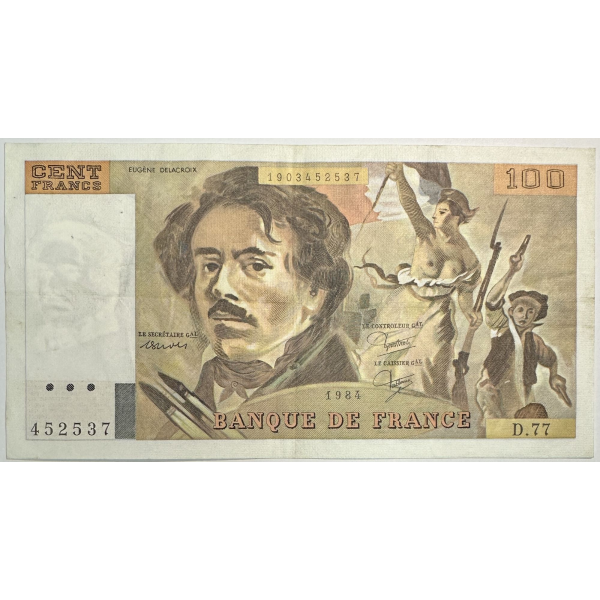 100 FRANCS DELACROIX (1984) D.77 - Billet de banque // Qualité : TB+