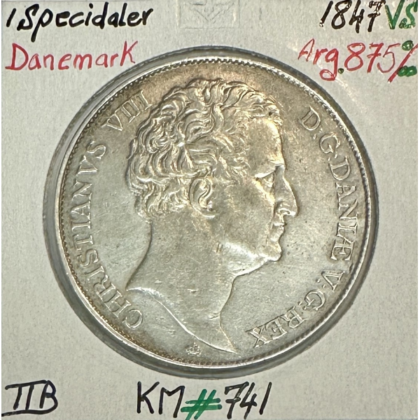 DANEMARK - 1 SPECIEDALER 1847 VS - Pièce de Monnaie en Argent // Qualité : TTB