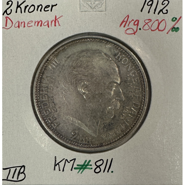 DANEMARK - 2 KRONER 1912 - Pièce de Monnaie en Argent // TTB