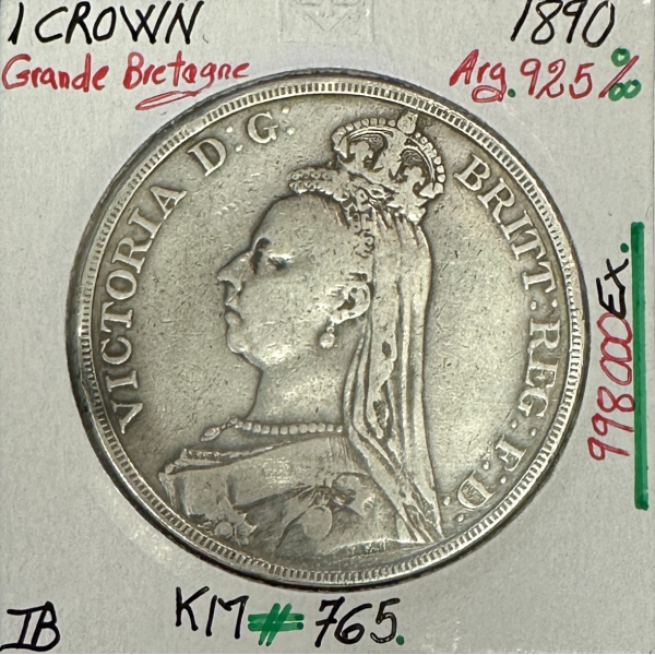 ROYAUME-UNI / GRANDE BRETAGNE - CROWN 1890 - Monnaie en Argent // TB