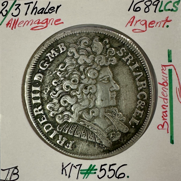 ALLEMAGNE - 2/3 THALER 1689 LCS - Pièce de Monnaie en Argent // TB