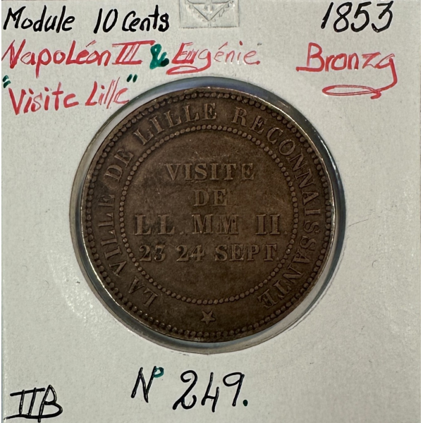 MODULE DE 10 CENTIMES NAPOLEON III (1853) - Pièce de Monnaie en Bronze // TTB