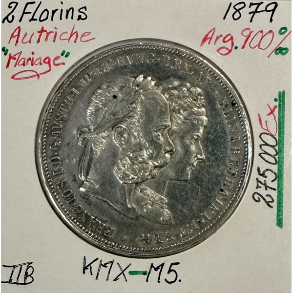 AUTRICHE - 2 FLORINS 1879 - Pièce de Monnaie en Argent // TTB (Mariage)