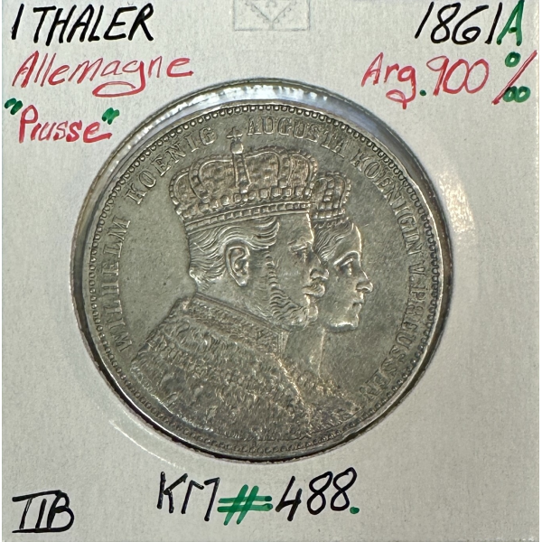 ALLEMAGNE (PRUSSE) 1 THALER - 1861 A - Pièce de Monnaie en Argent // TTB