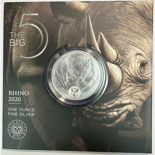 AFRIQUE DU SUD - 5 RAND - Pièce Commémorative en Argent (2020) RHINO (BU)