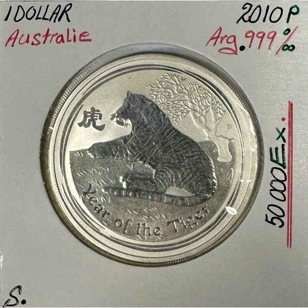 AUSTRALIE - 1 DOLLAR - 2010 P - Monnaie en ARGENT // Qualité : SUP (Tigre)