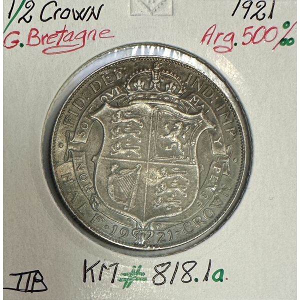 ROYAUME-UNI / GRANDE BRETAGNE (1/2 Crown 1921) Monnaie en Argent // TTB