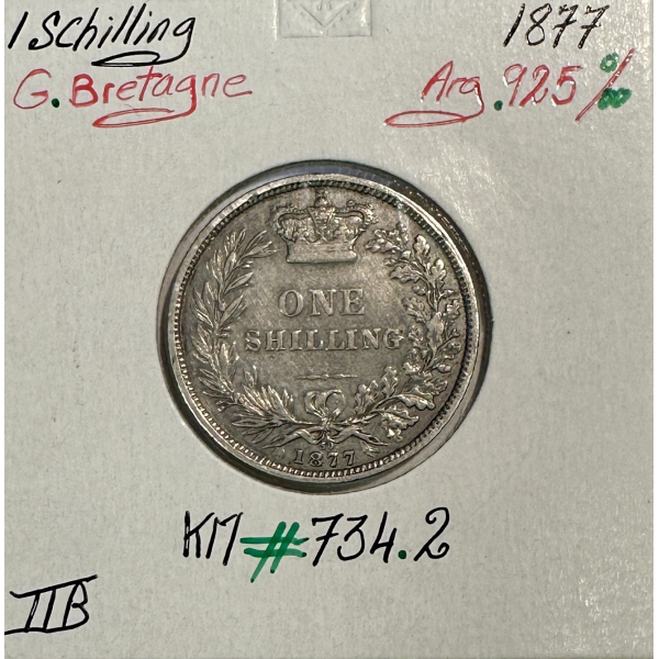 ROYAUME-UNI / GRANDE BRETAGNE - 1 Shilling 1877 - Monnaie en Argent // TTB