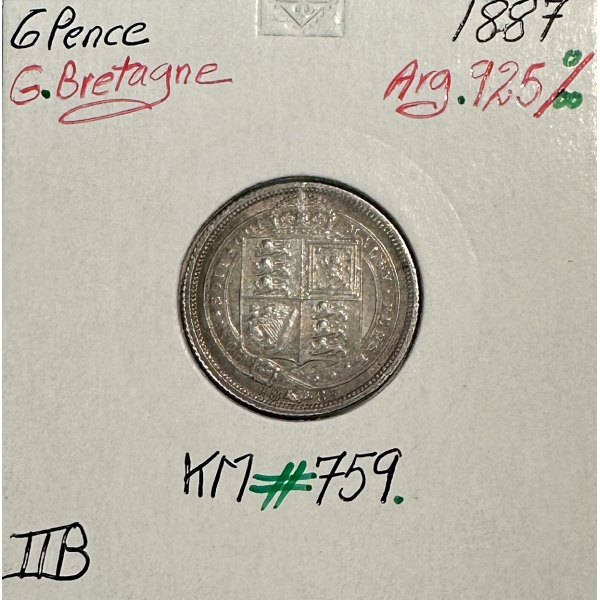 ROYAUME-UNI / GRANDE BRETAGNE (6 Pence 1887) Monnaie en Argent // Qualité : TTB